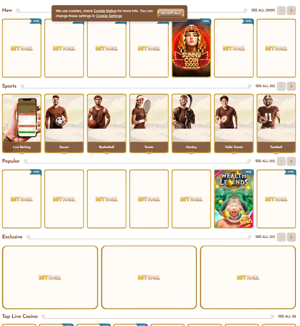 Griglia giochi slot Bethall